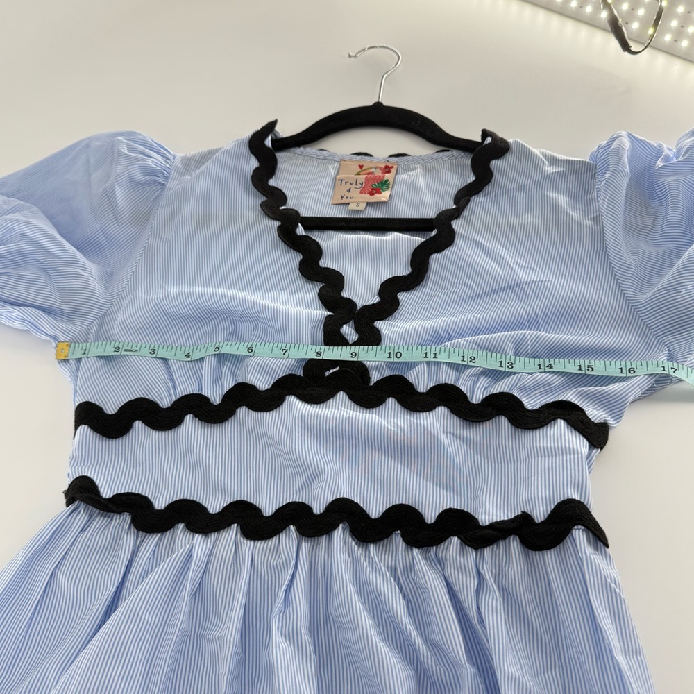 TRULY 4 You Blue and Black Short Sleeve Tiered Maxi Dress - Picture 8 of 12
